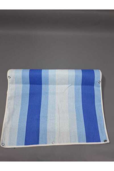 Başak Ev Tekstili 67x100cm Mavi Beyaz Çizğili  Kumaş Balkon Brandası  Kenarla...