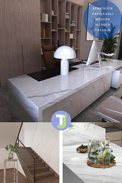 Technojet Kendinden yapışkanlı Mermer Desen Folyo Mutfak Banyo Tezgah Duvar Masa Kaplama 60cmX100cm