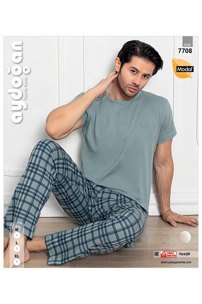 Aydoğan AYDOĞAN 7708 MEN'S MODAL PATLI K.SLEEVE PJ SET