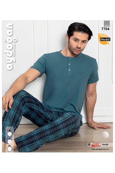 Aydoğan AYDOĞAN 7704 MEN'S MODAL PATLI K.SLEEVE PJ SET