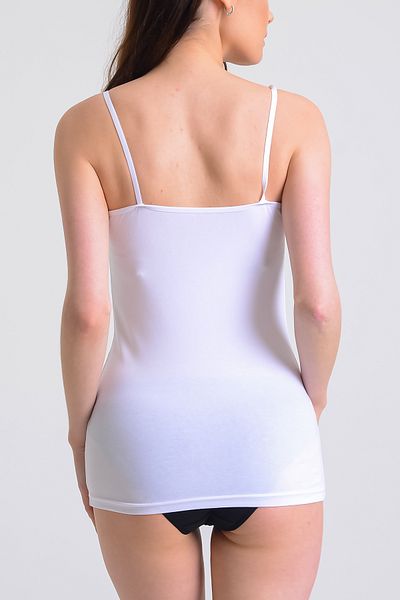 LEYNA BUTİK Cotton Lace Lycra Rope Strap V-Neck White Undershirt
