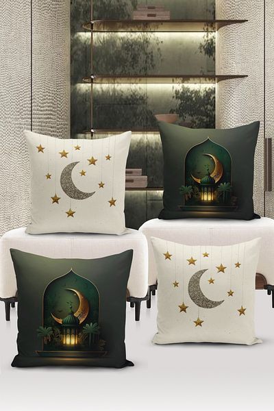 Bertille Home Ramadan Series Double Side Digital Printed Σετ 4 Μαξιλαροθήκης Ριχτάρι (Σετ Κάλυμμα Μαξιλαριού Ramadan)