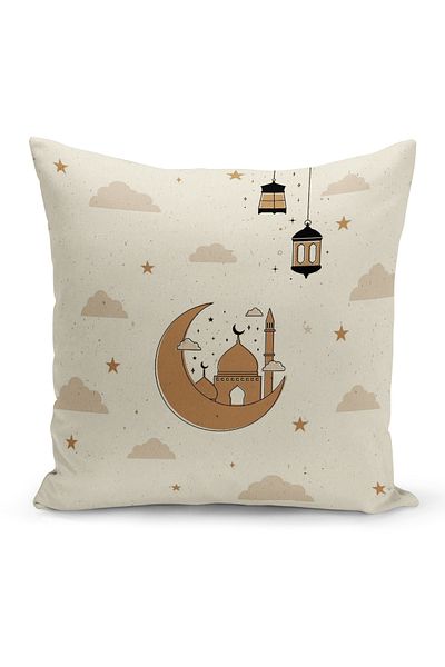Bertille Home Ramadan Series Double Sided Digital Printed 4-Piece Throw Pillow Case Set (Ramadan Cushion Cover Set)