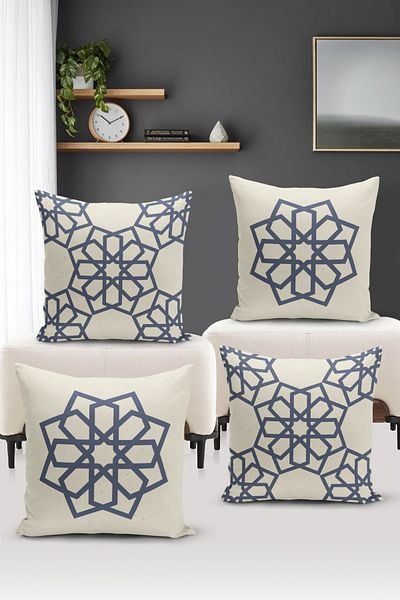 Bertille Home Ramadan Series Double Side Digital Printed Σετ 4 Μαξιλαροθήκης Ριχτάρι (Σετ Κάλυμμα Μαξιλαριού Ramadan)