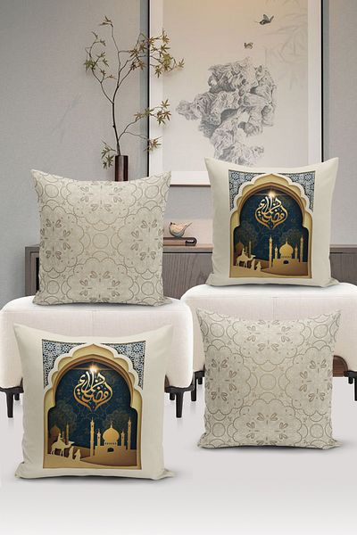 Bertille Home Ramadan Series Double Side Digital Printed Σετ 4 Μαξιλαροθήκης Ριχτάρι (Σετ Κάλυμμα Μαξιλαριού Ramadan)
