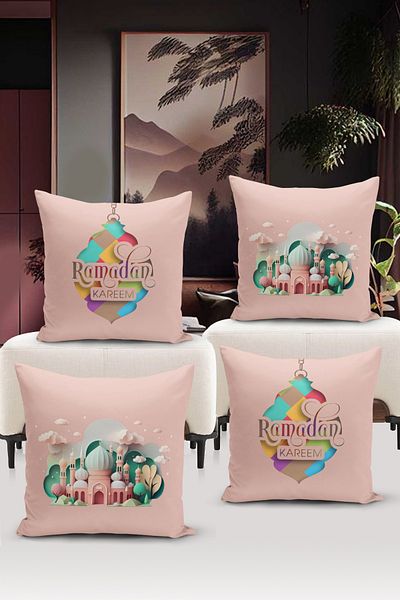 Bertille Home Ramadan Series Double Side Digital Printed Σετ 4 Μαξιλαροθήκης Ριχτάρι (Σετ Κάλυμμα Μαξιλαριού Ramadan)
