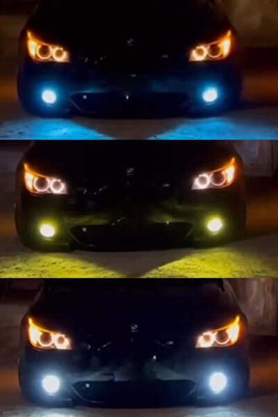 MBGL H3 - 3 Renk Xenon Şimşek Etkili 3 Renk Deli Mavi - Sarı- Kristal Beyaz Led Zenon Led Xenon