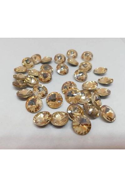 yiğit aksesuar 12 Mm Champagne Round Rivoli Glass Stone 30 Pieces