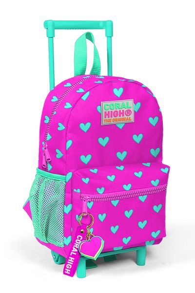 Coral High Rucsac Little Nest Squeegee, roz neon, verde, apă, cu model, două compartimente 24005