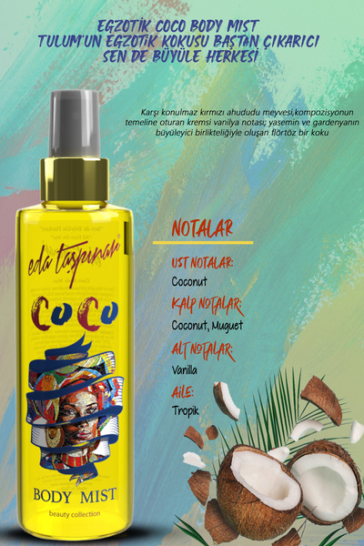 Eda Taşpınar Coconut Coco Body Mist, Tulum’un Egzotik Kokusu, Baştan Çıkarıcı, Sen de Büyüle Herkesi!, 200 ml