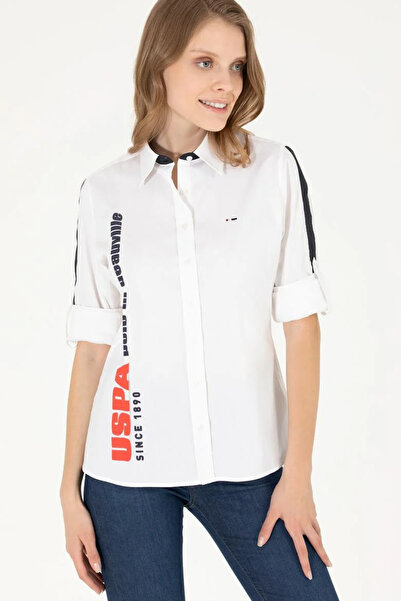 U.S. Polo Assn. Kadın Beyaz Uzun Kollu Gömlek G082SZ004.000.157572.9.VR013