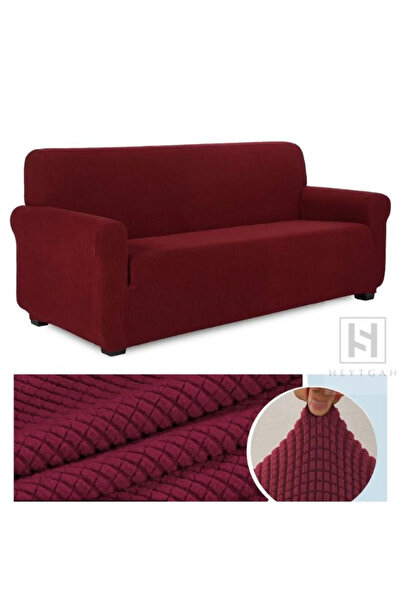 UYUMEV BAMBU 3 KİŞİLİK PİTİKARE LİKRALI KOLTUK ÖRTÜSÜ. STREÇ LASTİKLİ ÇEKYAT KANEPE ÖRTÜSÜ. 1 ADET. BORDO