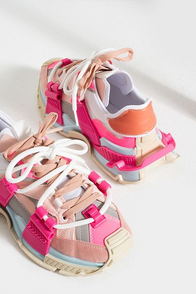 İnan Ayakkabı Dolce Women's Fuchsia/Powder/Color Sports & Senakers Shoes (5 CM)