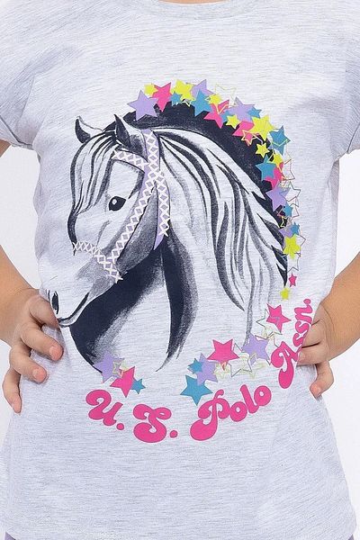 U.S. Polo Assn. Set de pijamale pentru fete cu mânecă scurtă