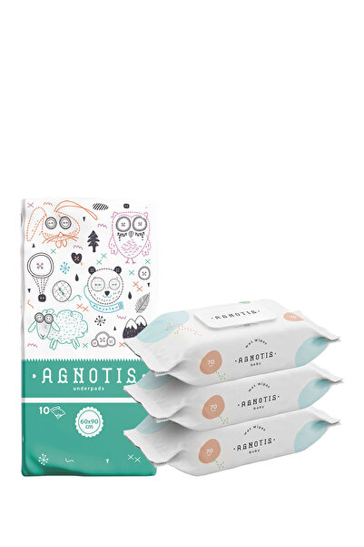 Agnotis Baby 60x90 cm 10-Piece Wet Baby Towels + 70-Piece Pad - (2+1)