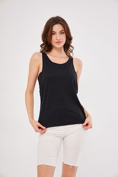 YÜKSEL IŞIK Sports Tank Black Color Plain Fabric
