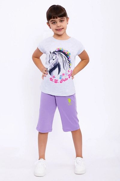 U.S. Polo Assn. Set de pijamale pentru fete cu mânecă scurtă