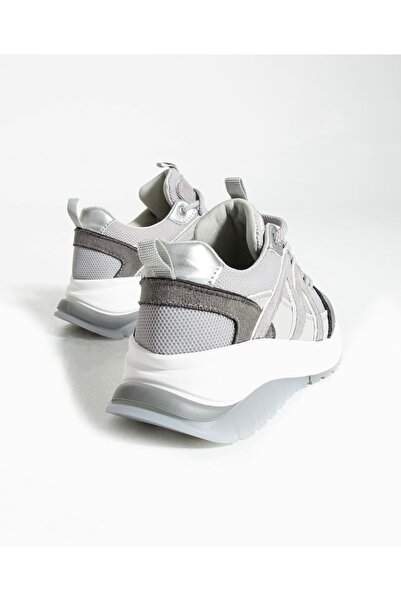 Fox Shoes S973113002 Gri Süet Kadın Spor Ayakkabı Sneakers