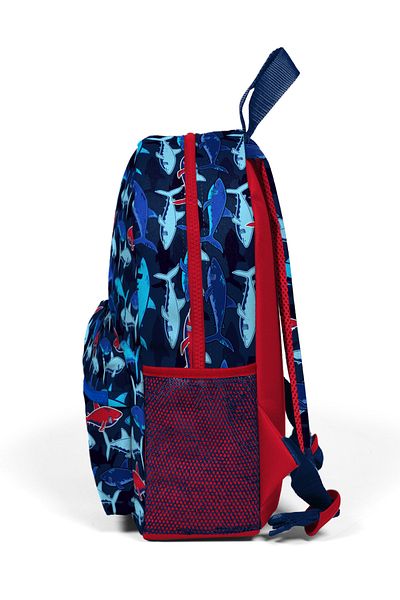 Coral High Rucsac Little Nest, albastru bleumarin, roșu, model rechin, două compartimente 23518