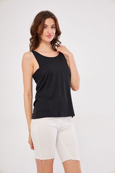 YÜKSEL IŞIK Sports Tank Black Color Plain Fabric