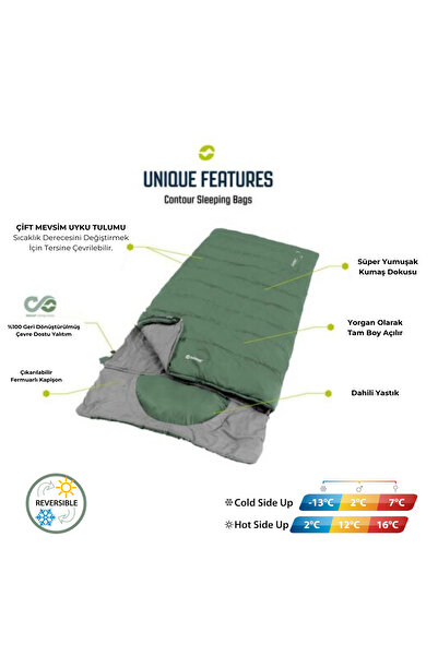 Outwell Contour Summer and Winter Sided -13°C Sleeping Bag D.Purple Left