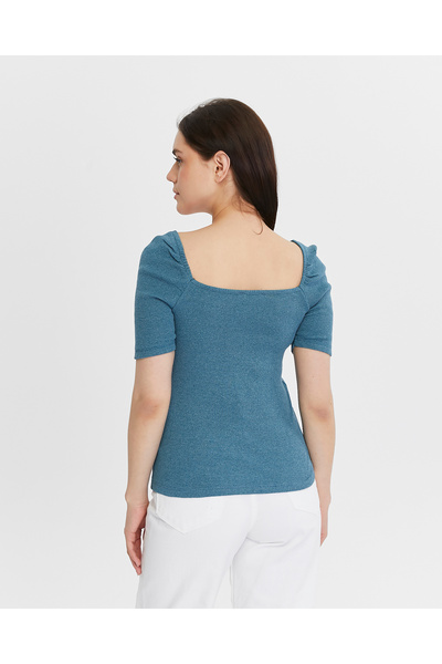 mor butik синя блузка з квадратним коміром і рукавами принцеса prenses0888