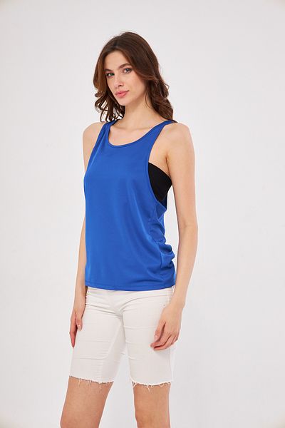 YÜKSEL IŞIK Sports Tank Saks Mavis Color Plain Fabric