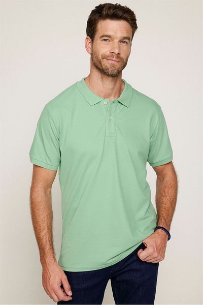 Tudors Ανδρικό μπλουζάκι Slim Fit Slim Fit 100% βαμβακερό απλό πικέ πράσινο γιακά μπλουζάκι
