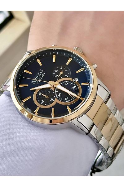 Ferrucci Men's Multifunctional Metal Band Wristwatch
