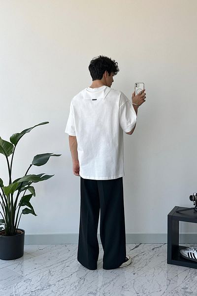 Flaw Wear Pattern Printed White Oversize T-Shirt