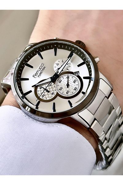 Ferrucci Men's Multifunctional Metal Band Wristwatch
