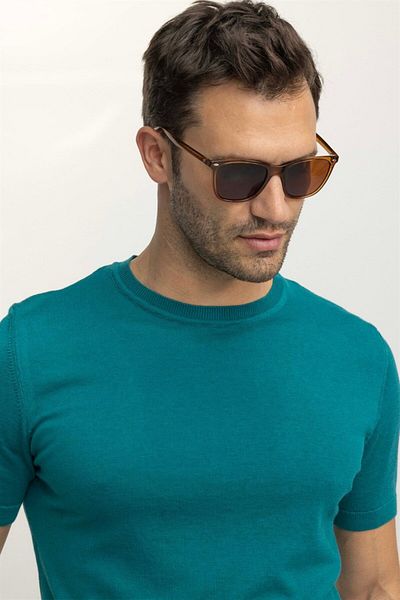Tudors Ανδρικό Slim Fit Slim Fit Βαμβακερό πλεκτό T-shirt Green Crew Neck