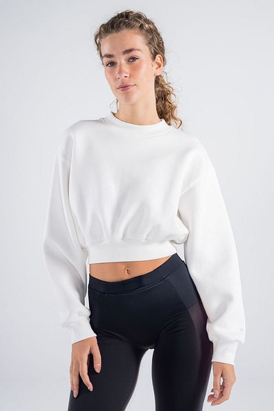 Friday Offset Γυναικείο φούτερ Monica Off-White Oversize Crew Neck Crop