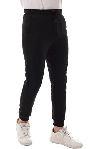 JustBS Pantaloni de sport cu două fire, negri, de mărime mare