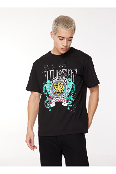 Just Cavalli Bisiklet Yaka Siyah Erkek T-Shirt 75OAHF02