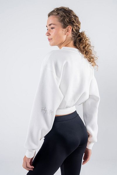 Friday Offset Γυναικείο φούτερ Monica Off-White Oversize Crew Neck Crop