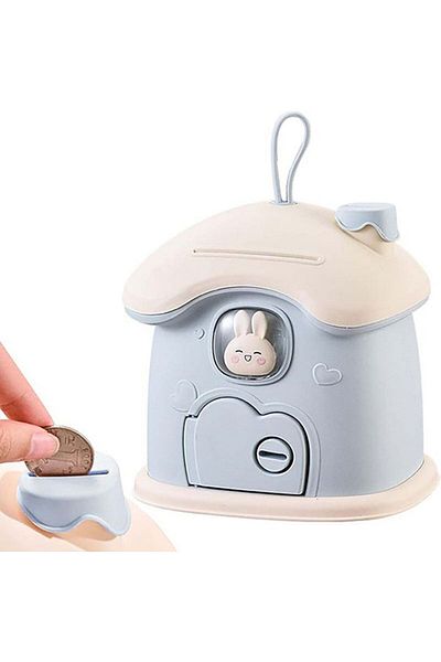mucit home 18,5x20 cm Cute Rabbit Piggy Bank - Σχήμα σπιτιού με κλειδί