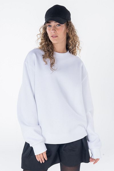 Friday Offset Γυναικείο φούτερ Monica White Oversize Crew Neck