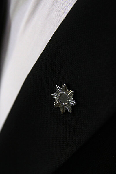 Elegante Cravatte Koyu Gri Renk Ceket Yaka İğnesi Rozet Broş