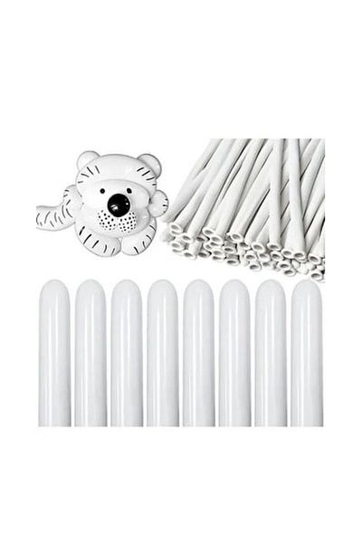 parti sürprizi 12 White Sausage Balloons