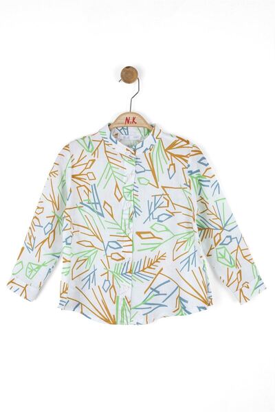nk kids Момчешка риза Swan в цвят екрю-зелено 36509