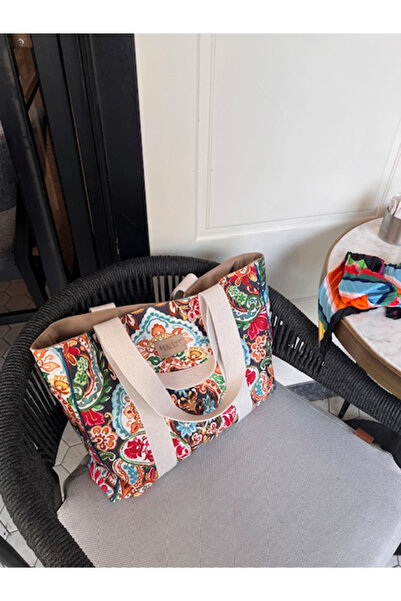 BelieveAtelier Barok Desen Shopper Omuz Çantası