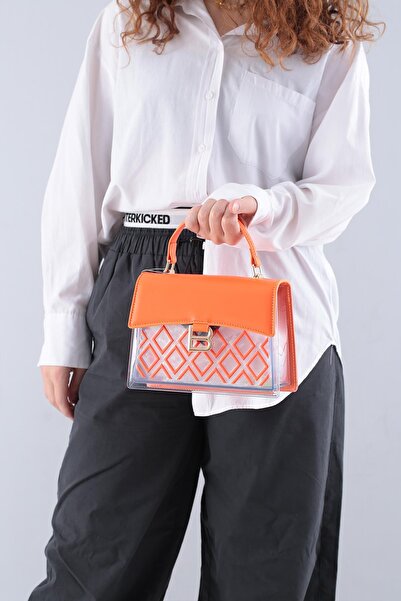 KRISTE BELL KRİSTEBELL B BUCKLE SEMI TRANSPARENT WOMEN'S HANDBAG 26657 ORANGE