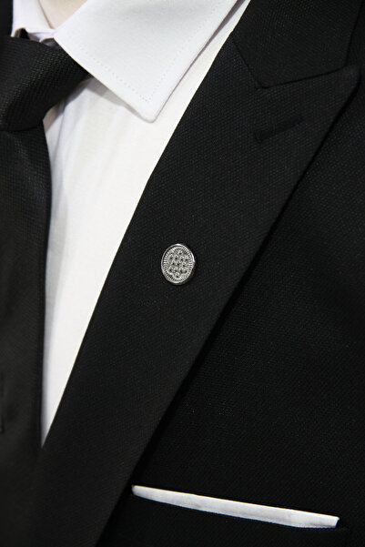 Elegante Cravatte Yıldız Figürlü Koyu Gri Renk Ceket Yaka İğnesi Rozet Broş