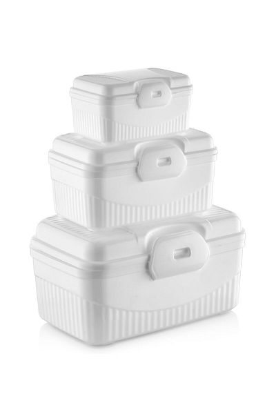 mrtbilisim 3-Piece Ziplock Food Storage Box - 380 ml, 850 ml, 2300 ml Capacity