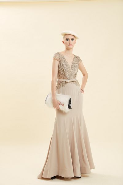 VERDA V-neck Low-cut Embroidered Long Dress