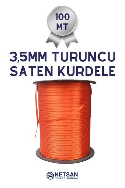 Netsan Etiket Πορτοκαλί Σατέν Κορδέλα 3,5mm 100mt