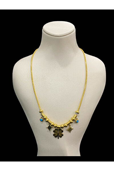 ERENART Gold Renk Yonca Çelik Kolye