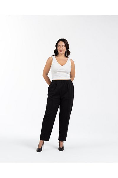 LUOKK Pia Carrot Linen Trousers with Elastic Waist