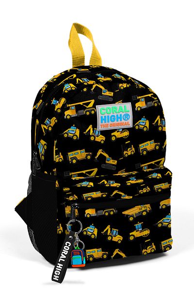 Coral High Rucsac Little Nest Negru Galben Mașină de lucru Model Două Compartimente 23352